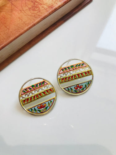 Round Flower Tanjore Earrings